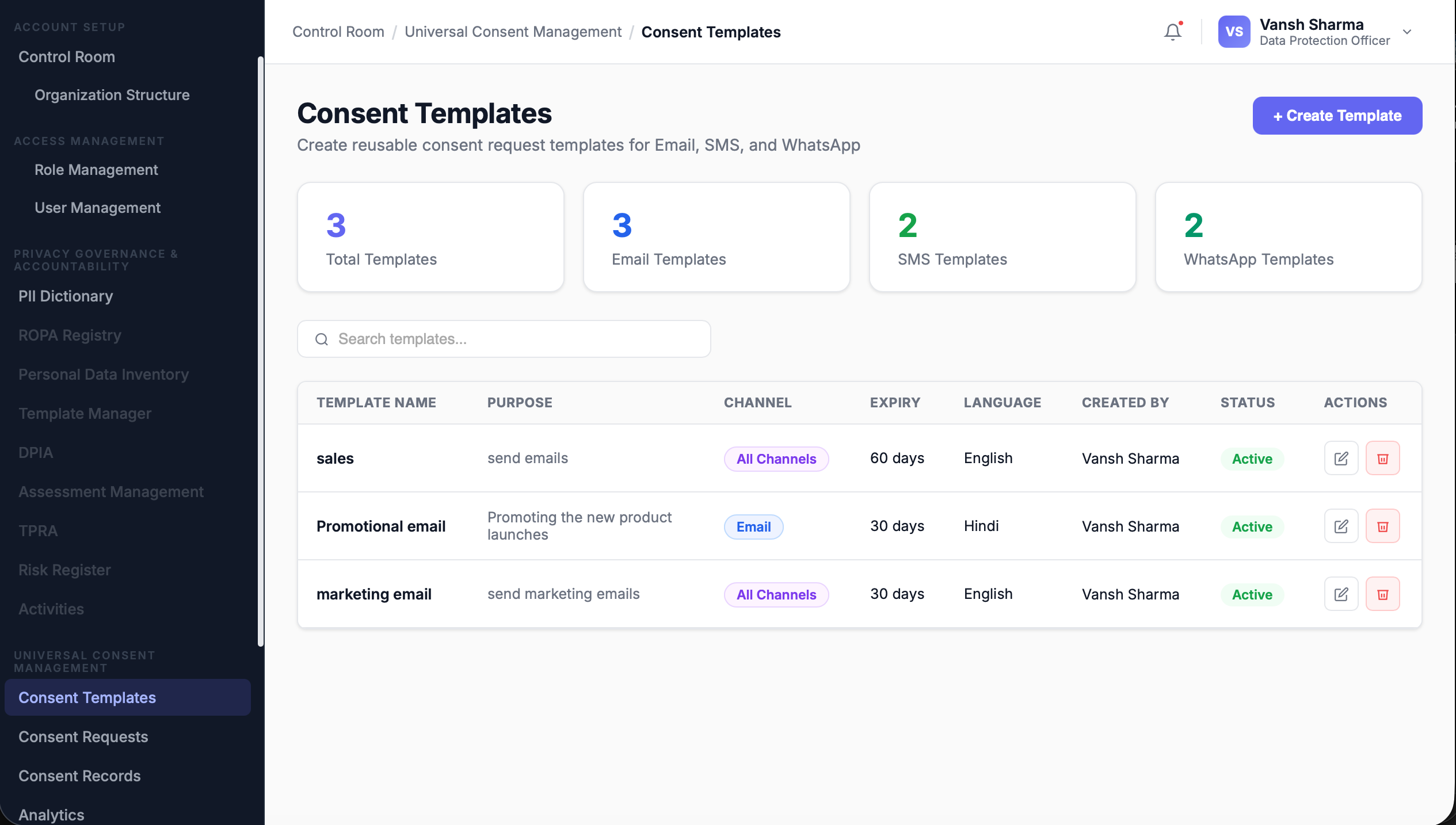 TrustFabric consent notice builder